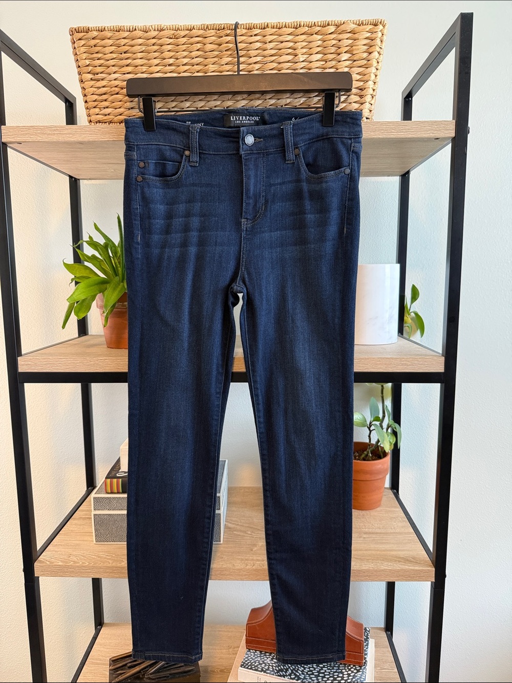 Liverpool Mid-Rise Dark Wash The Ankle Skinny Jeans, 6 / 28